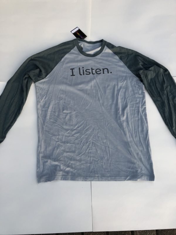 Zen Parenting 10 year anniversary “I listen” baseball tee